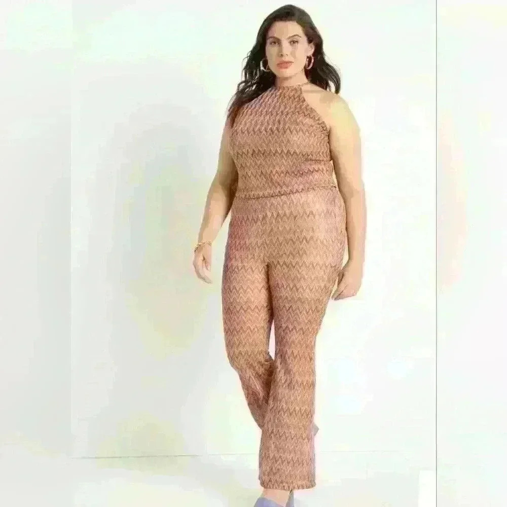 Eloquii Crochet Tank and Flare  Leg Crochet Pant size 14